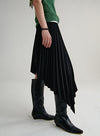 Asymmetric Pleated Midi Skirt