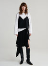 Asymmetric Pleated Midi Skirt