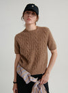 Cashmere Short Sleeve Cable Top