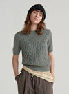 Cashmere Short Sleeve Cable Top