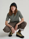 Cashmere Short Sleeve Cable Top