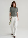Cashmere Short Sleeve Cable Top