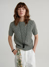 Cashmere Short Sleeve Cable Top
