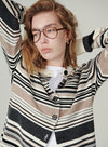 Wool Cashmere Striped Cardigan