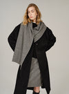 Checkered Scarf Wool Coat