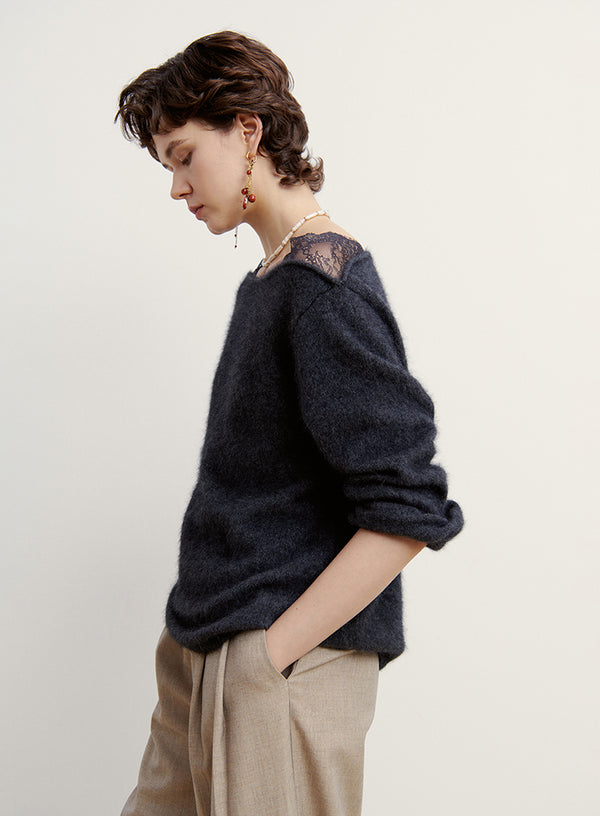 Lace Off-Shoulder Sweater