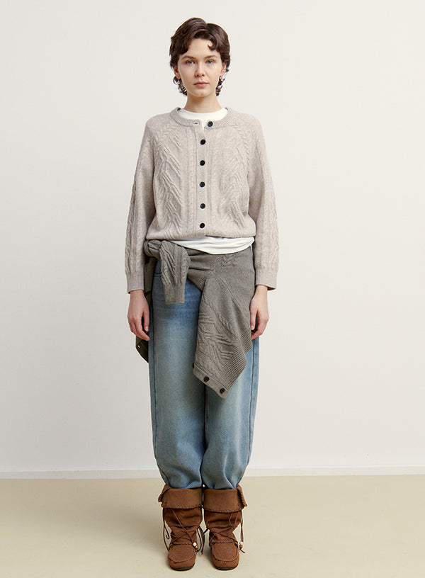 Wool Cable Cardigan