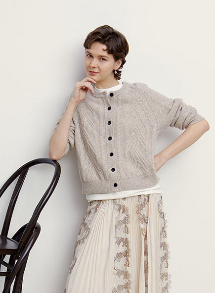 Wool Cable Cardigan