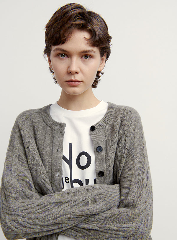 Wool Cable Cardigan