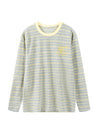 Embroidered Stripe Long Sleeve Tee