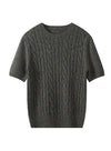 Cashmere Short Sleeve Cable Top
