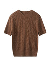 Cashmere Short Sleeve Cable Top