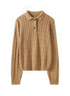 Cable Knit Polo Sweater