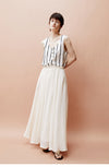 High Waisted Pleated Long Skirt