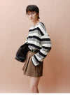 Candy Striped Round Neck Long Sleeved T-Shirt