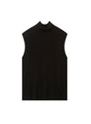 Black Sleeveless Half High Neck Vest