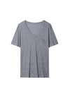 Classic Striped U-Neck Linen Short Sleeved T-Shirt