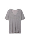 Classic Striped U-Neck Linen Short Sleeved T-Shirt