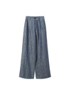 Linen Denim High Waisted Wide Leg Pants