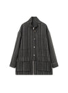 Striped Wool Blend Tweed Coat