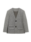 V-Neck Wool Suit Jacket