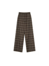 Plaid Straight Wide-Leg Trousers