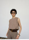 Shoulder Padded Sleeveless Tank Top