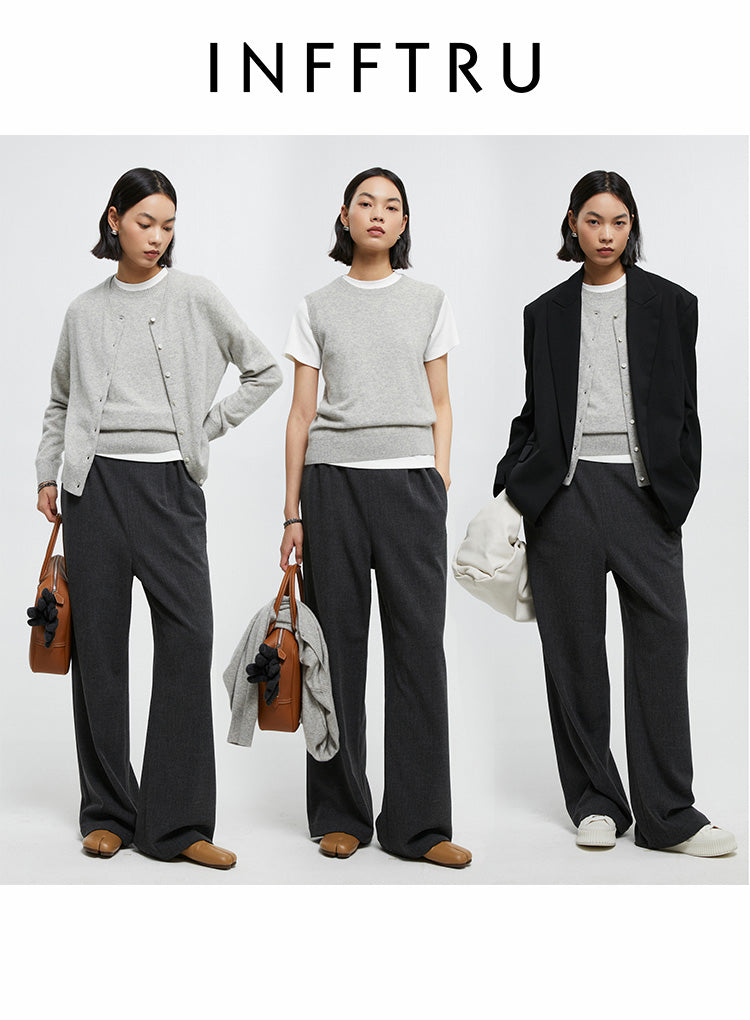 Knitted Vest, Cardigan, And Pants Set