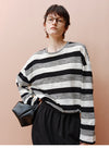 Candy Striped Round Neck Long Sleeved T-Shirt