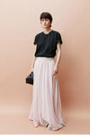 High Waisted Pleated Long Skirt