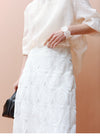 Elegant Hollow Lace White Skirt