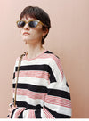 Candy Striped Round Neck Long Sleeved T-Shirt