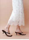 Elegant Hollow Lace White Skirt