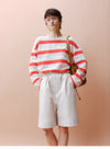 Candy Striped Round Neck Long Sleeved T-Shirt