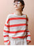 Candy stribet rund hals langærmet T-shirt