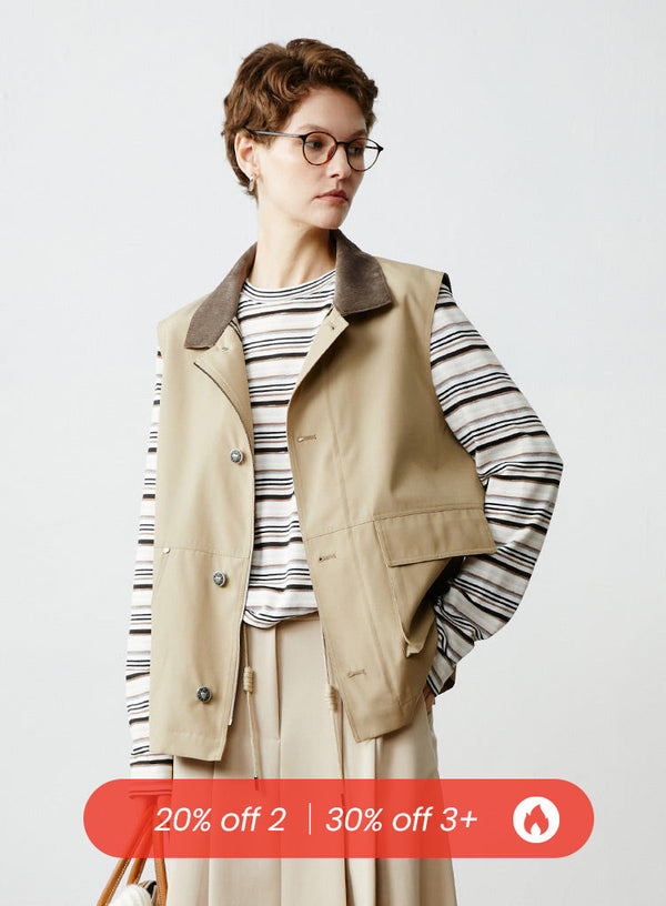 Corduroy Patchwork Vest Jakke
