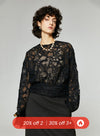 French Style Camellia Textured Lace Blouse