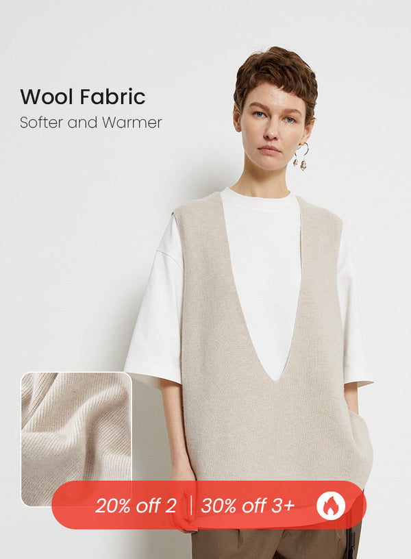 Cashmere dyb V-hals vest