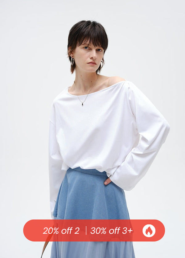 Off-Shoulder Long Sleeve T-Shirt