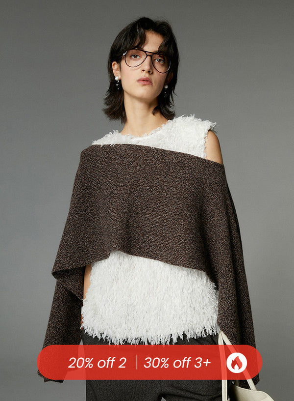 Mixed Color Wool Knitted Shawl