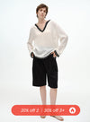 Raw-Edge V Neck Blouse