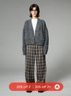 Plaid Straight Wide-Leg Trousers